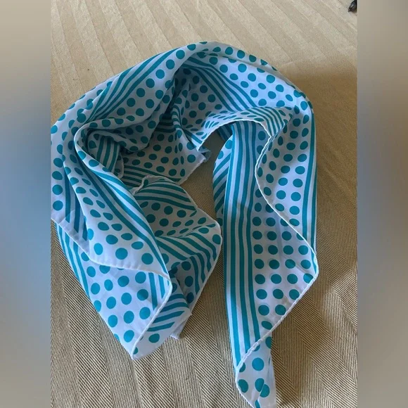 Teal Polka Dot and Stripe Scarf - Picture 5 of 5